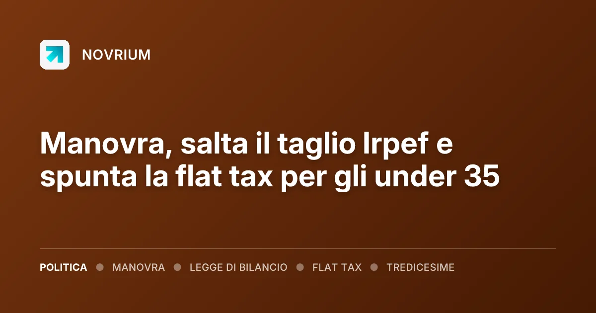 Manovra, salta il taglio Irpef e spunta la flat tax per gli under 35
