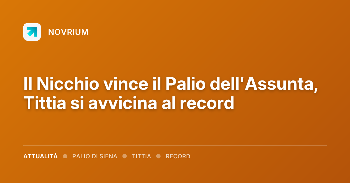 Il Nicchio vince il Palio dell'Assunta, Tittia si avvicina al record