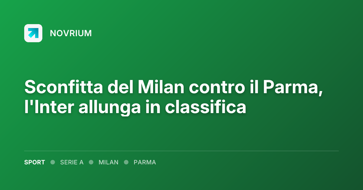 Sconfitta del Milan contro il Parma, l'Inter allunga in classifica
