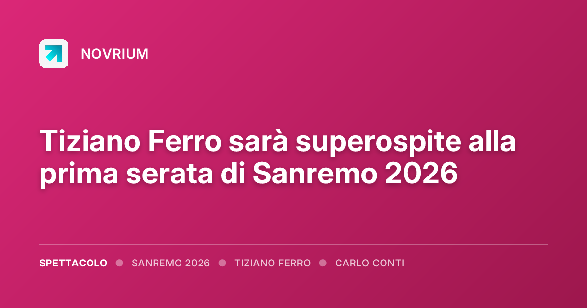 Tiziano Ferro sarà superospite alla prima serata di Sanremo 2026