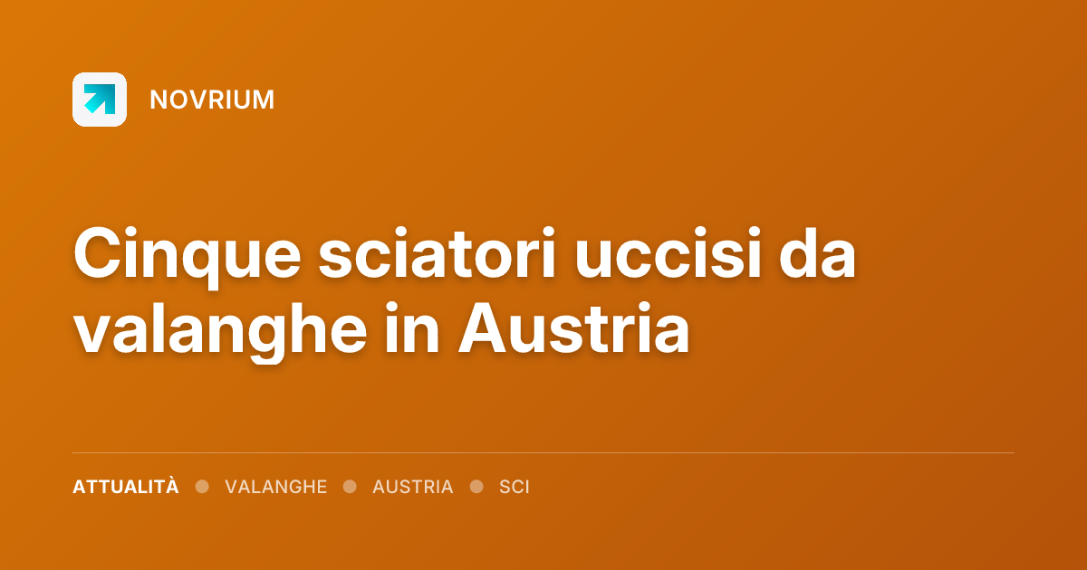 Cinque sciatori uccisi da valanghe in Austria