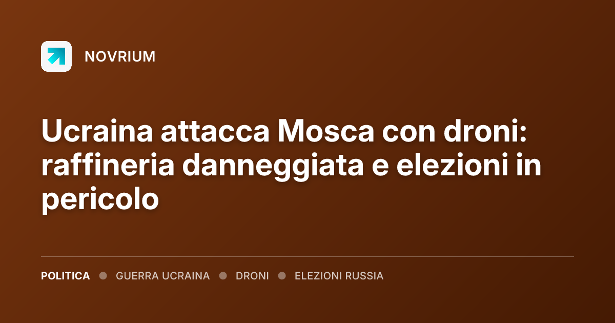 Ucraina attacca Mosca con droni: raffineria danneggiata e elezioni in pericolo