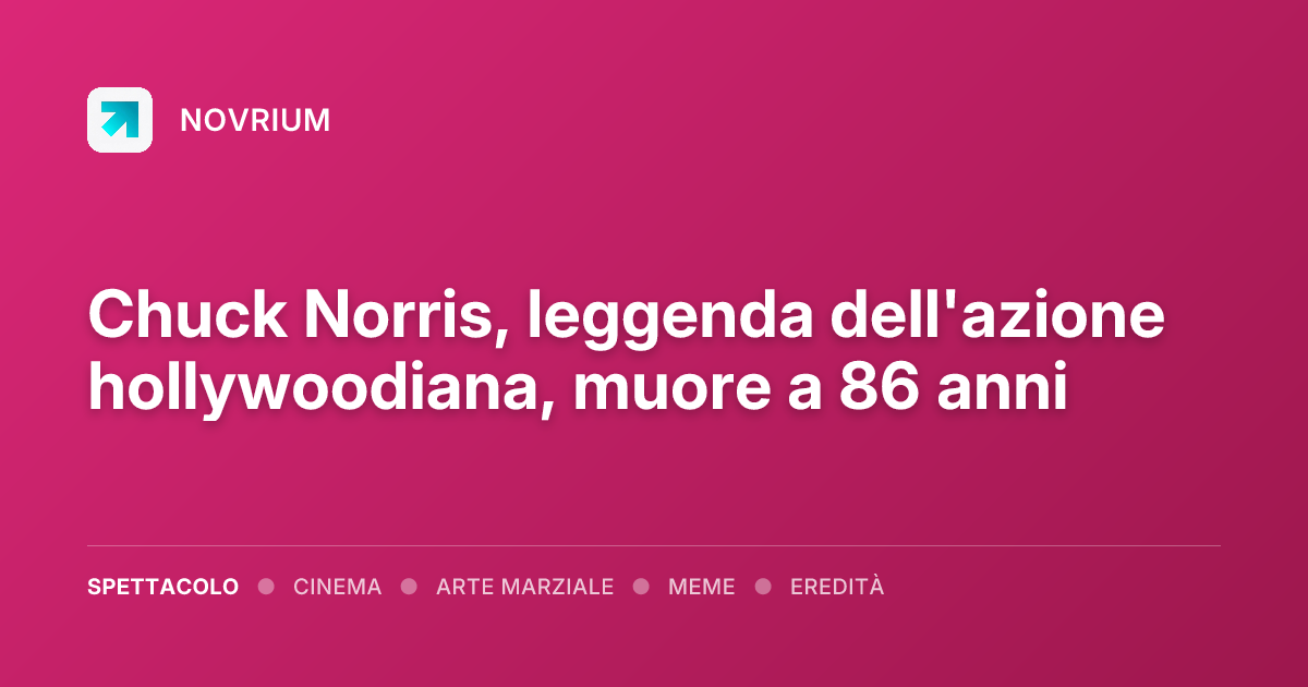Chuck Norris, leggenda dell'azione hollywoodiana, muore a 86 anni