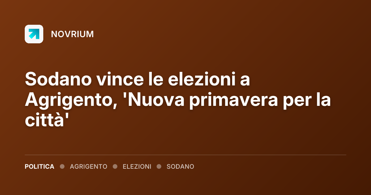 Sodano vince le elezioni a Agrigento, 'Nuova primavera per la città'
