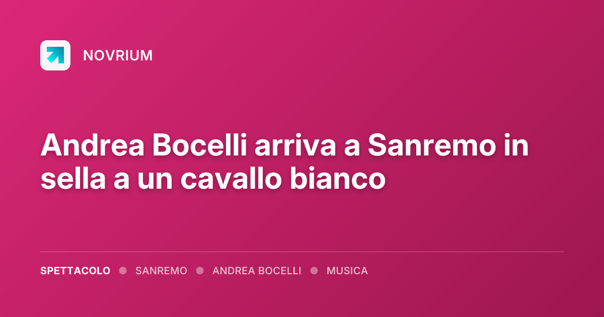 Andrea Bocelli arriva a Sanremo in sella a un cavallo bianco