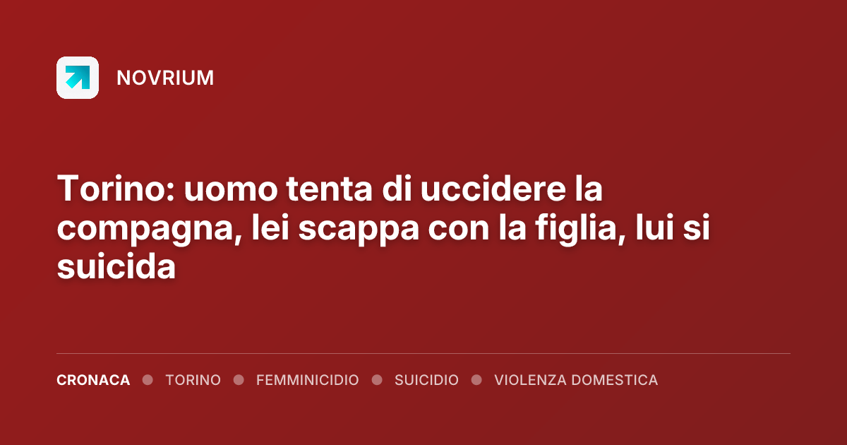 Torino: uomo tenta di uccidere la compagna, lei scappa con la figlia, lui si suicida