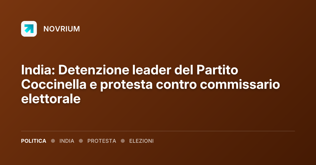 India: Detenzione leader del Partito Coccinella e protesta contro commissario elettorale