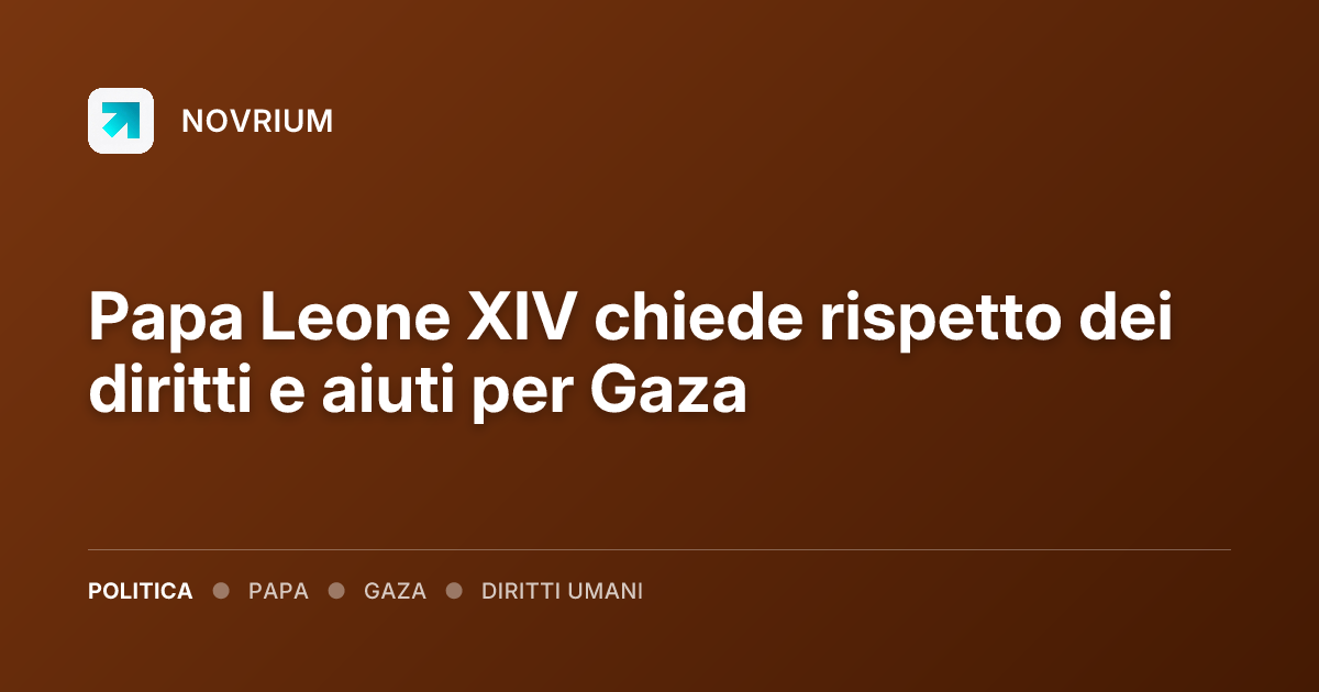 Papa Leone XIV chiede rispetto dei diritti e aiuti per Gaza