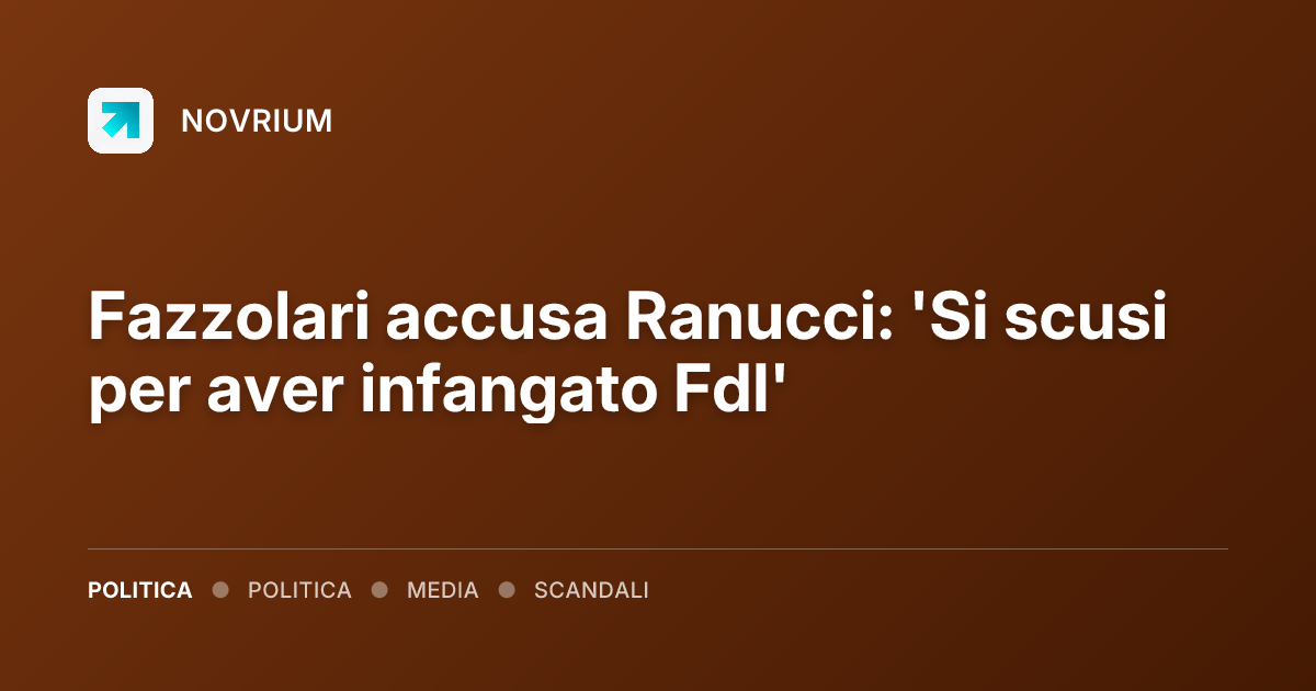 Fazzolari accusa Ranucci: 'Si scusi per aver infangato FdI'