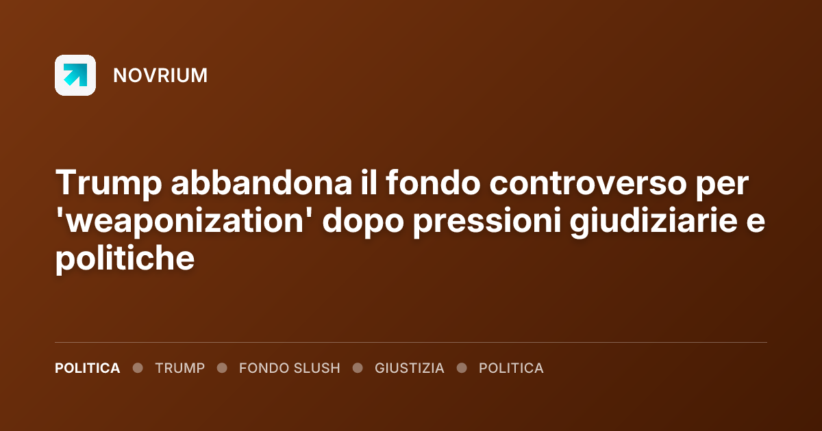 Trump abbandona il fondo controverso per 'weaponization' dopo pressioni giudiziarie e politiche