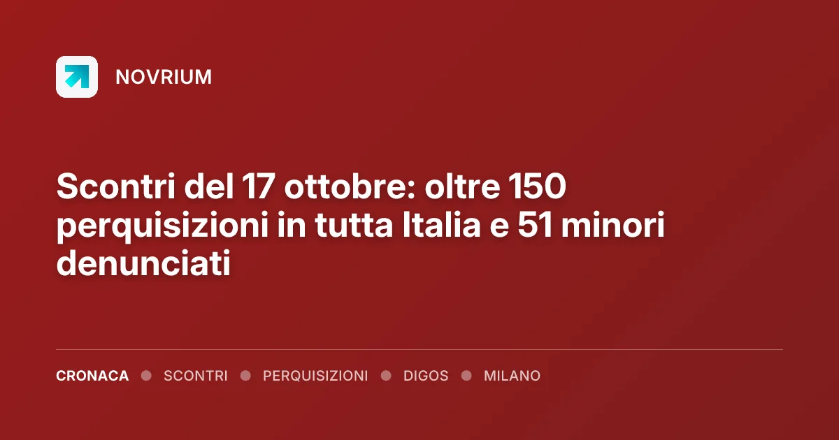 Scontri del 17 ottobre: oltre 150 perquisizioni in tutta Italia e 51 minori denunciati