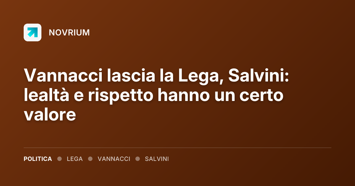 Vannacci lascia la Lega, Salvini: lealtà e rispetto hanno un certo valore