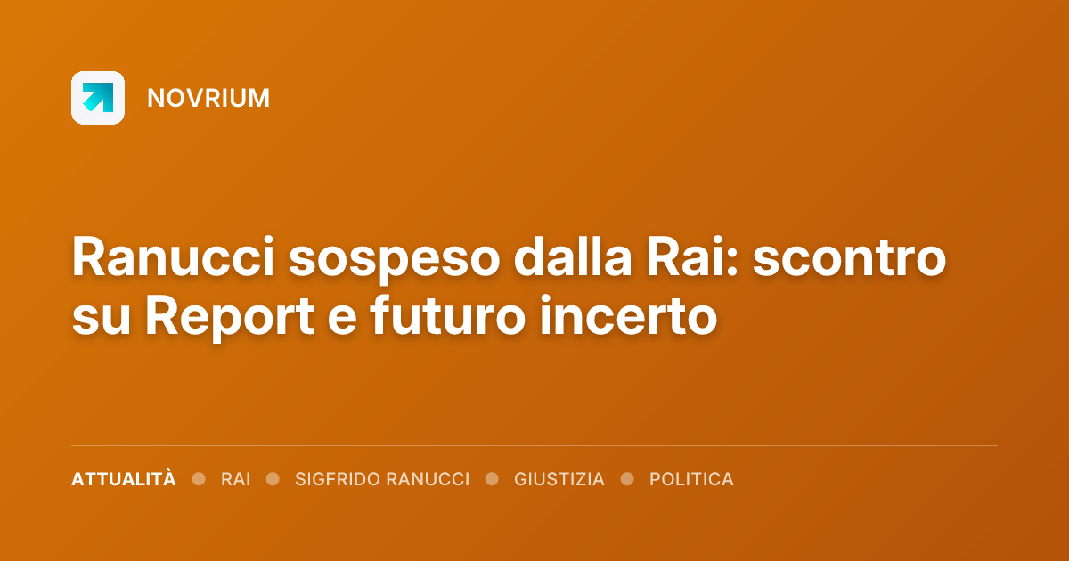 Ranucci sospeso dalla Rai: scontro su Report e futuro incerto
