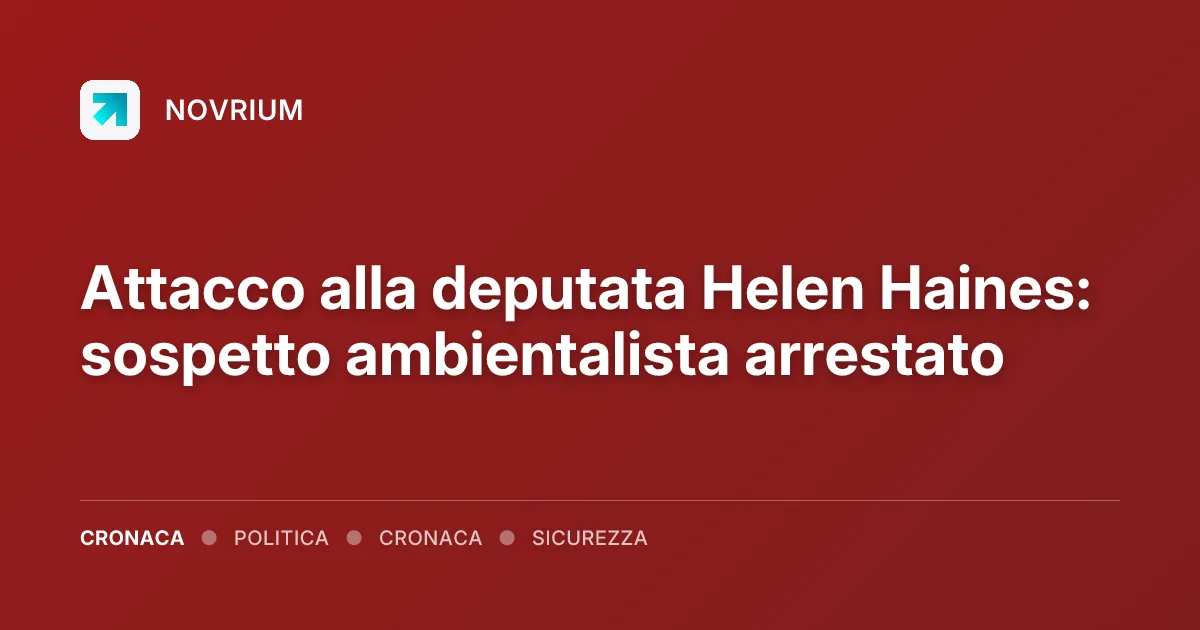 Attacco alla deputata Helen Haines: sospetto ambientalista arrestato