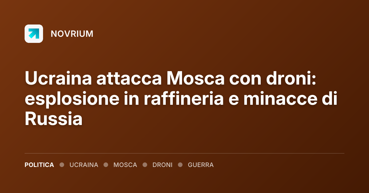 Ucraina attacca Mosca con droni: esplosione in raffineria e minacce di Russia