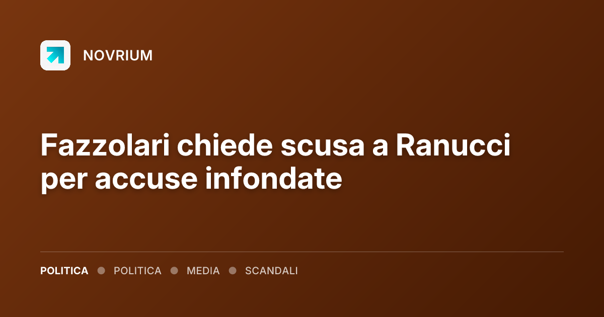Fazzolari chiede scusa a Ranucci per accuse infondate