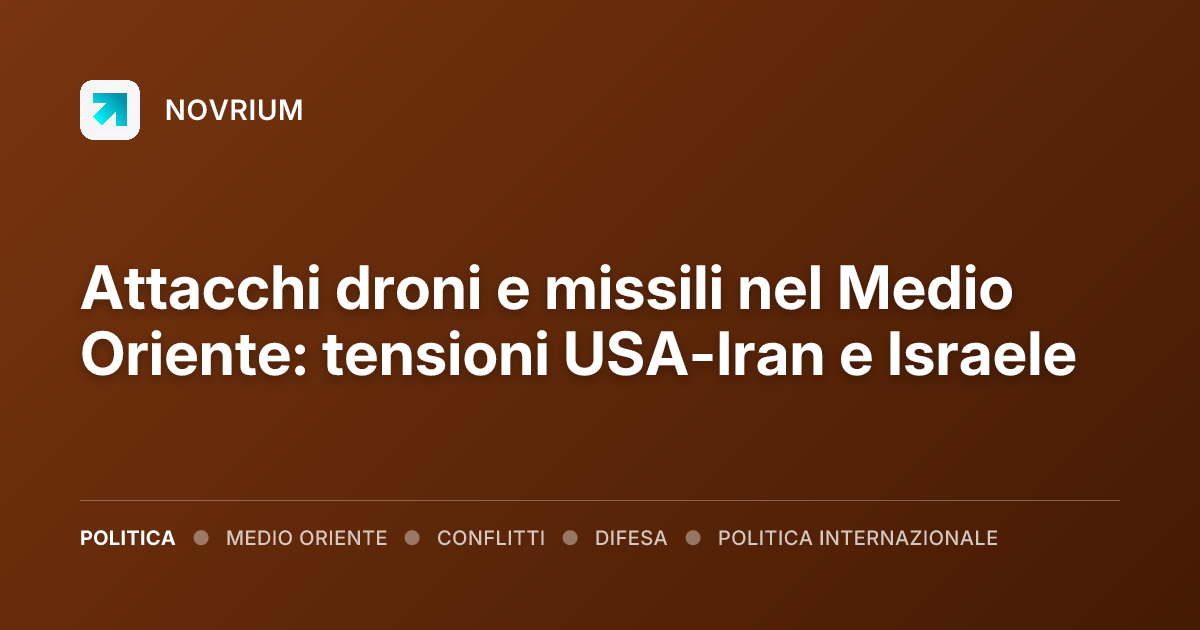 Attacchi droni e missili nel Medio Oriente: tensioni USA-Iran e Israele