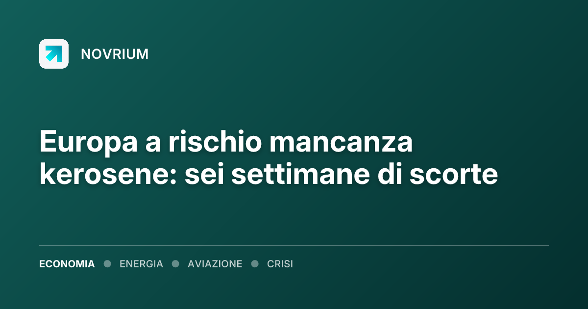 Europa a rischio mancanza kerosene: sei settimane di scorte