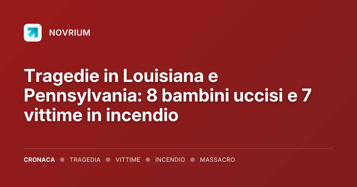 Tragedie in Louisiana e Pennsylvania: 8 bambini uccisi e 7 vittime in incendio