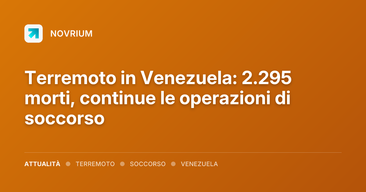 Terremoto in Venezuela: 2.295 morti, continue le operazioni di soccorso