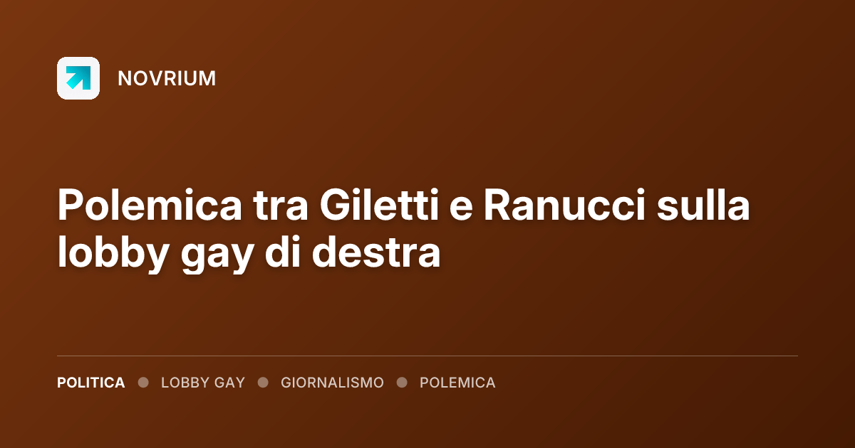 Polemica tra Giletti e Ranucci sulla lobby gay di destra