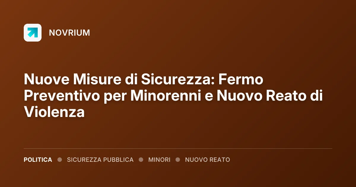 Nuove Misure di Sicurezza: Fermo Preventivo per Minorenni e Nuovo Reato di Violenza