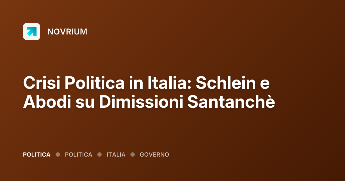 Crisi Politica in Italia: Schlein e Abodi su Dimissioni Santanchè