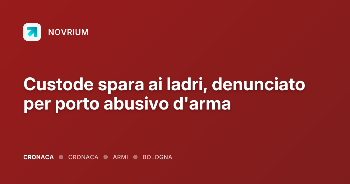 Custode spara ai ladri, denunciato per porto abusivo d'arma