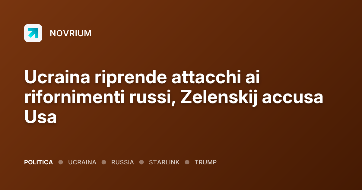 Ucraina riprende attacchi ai rifornimenti russi, Zelenskij accusa Usa