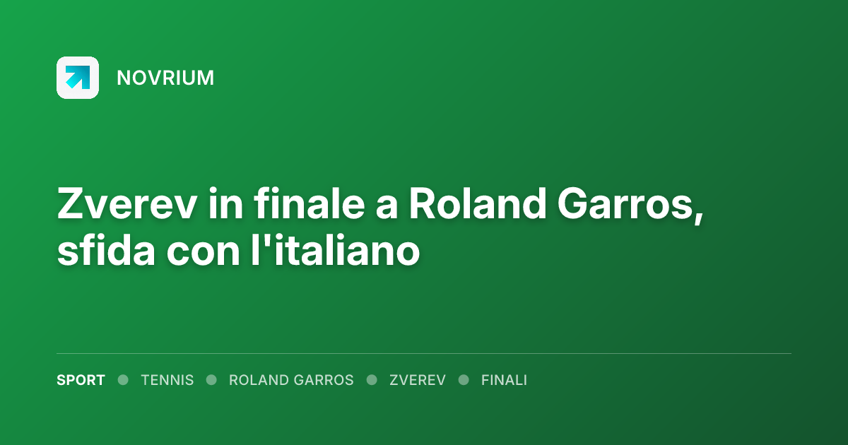 Zverev in finale a Roland Garros, sfida con l'italiano