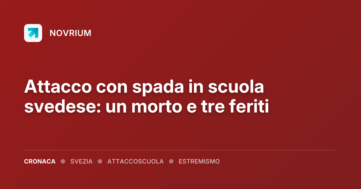Attacco con spada in scuola svedese: un morto e tre feriti