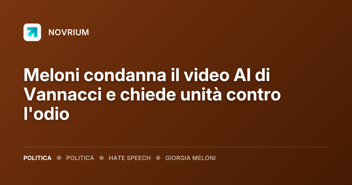 Meloni condanna il video AI di Vannacci e chiede unità contro l'odio