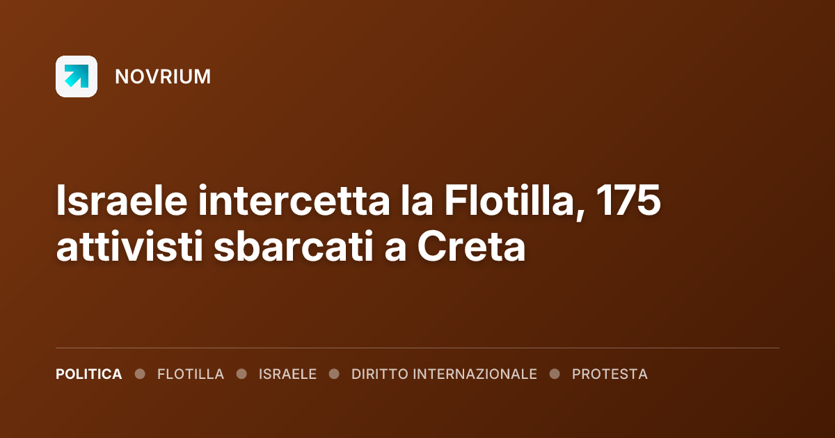 Israele intercetta la Flotilla, 175 attivisti sbarcati a Creta