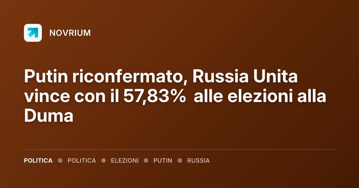 Putin riconfermato, Russia Unita vince con il 57,83% alle elezioni alla Duma