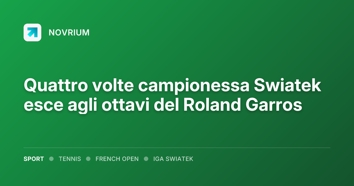 Quattro volte campionessa Swiatek esce agli ottavi del Roland Garros