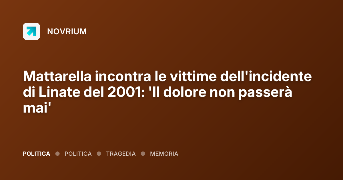 Mattarella incontra le vittime dell'incidente di Linate del 2001: 'Il dolore non passerà mai'