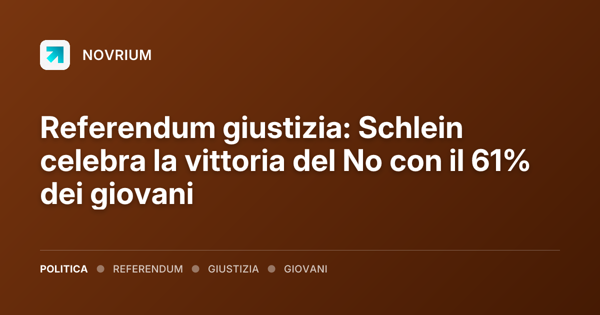 Referendum giustizia: Schlein celebra la vittoria del No con il 61% dei giovani