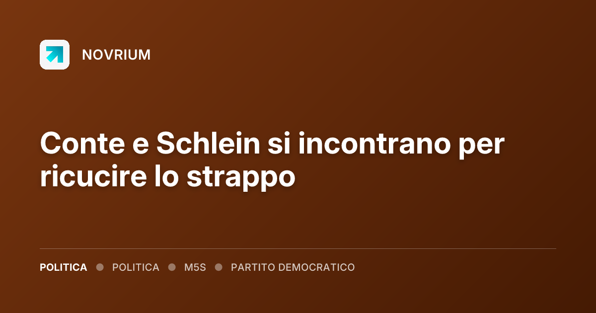 Conte e Schlein si incontrano per ricucire lo strappo