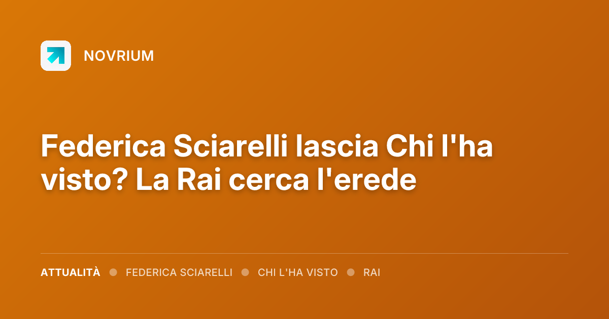 Federica Sciarelli lascia Chi l'ha visto? La Rai cerca l'erede