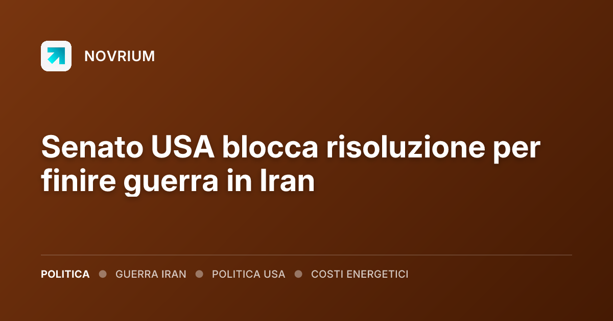 Senato USA blocca risoluzione per finire guerra in Iran