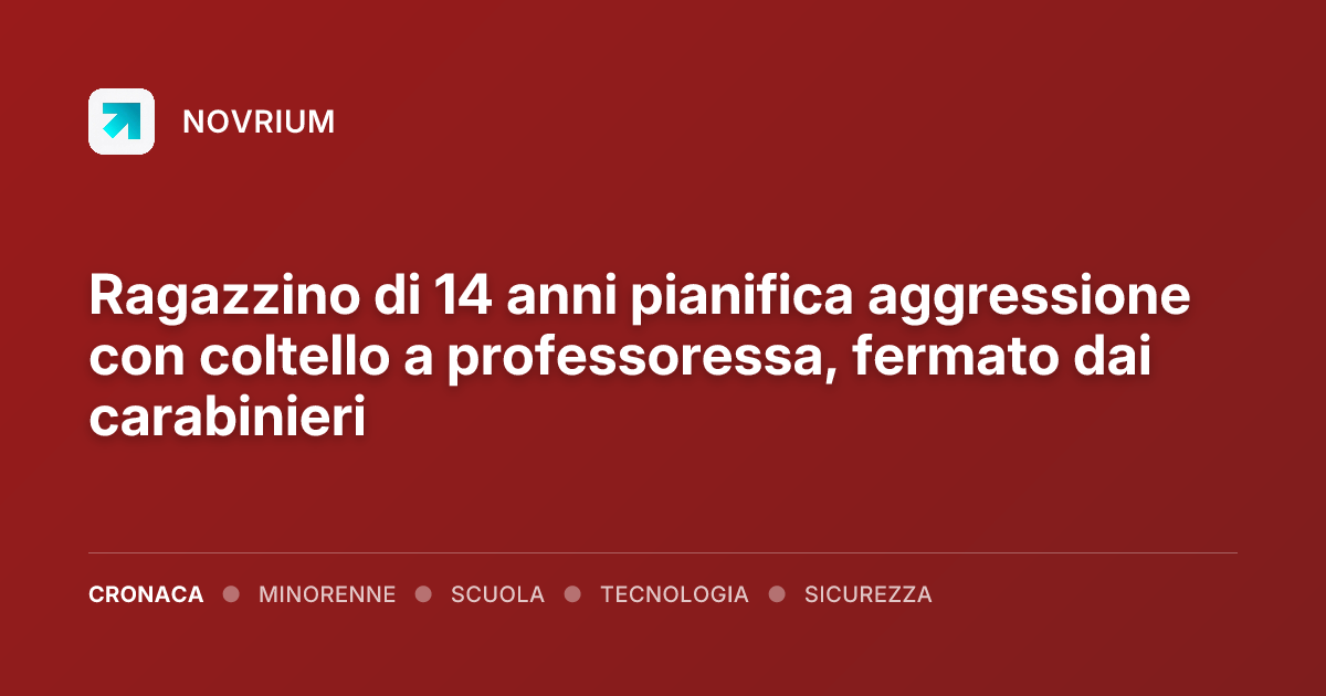 Ragazzino di 14 anni pianifica aggressione con coltello a professoressa, fermato dai carabinieri