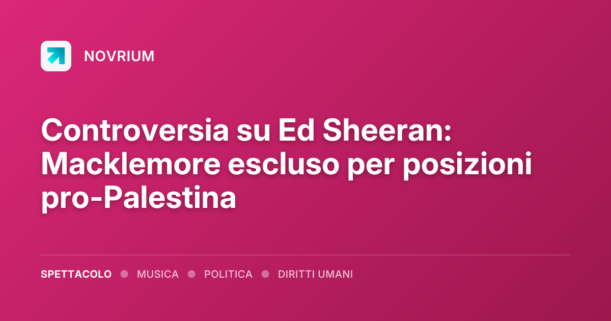 Controversia su Ed Sheeran: Macklemore escluso per posizioni pro-Palestina