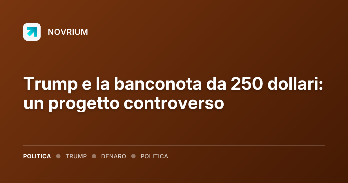 Trump e la banconota da 250 dollari: un progetto controverso