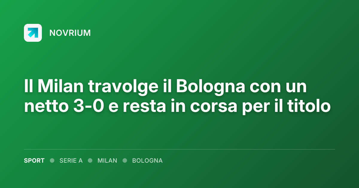 Il Milan travolge il Bologna con un netto 3-0 e resta in corsa per il titolo