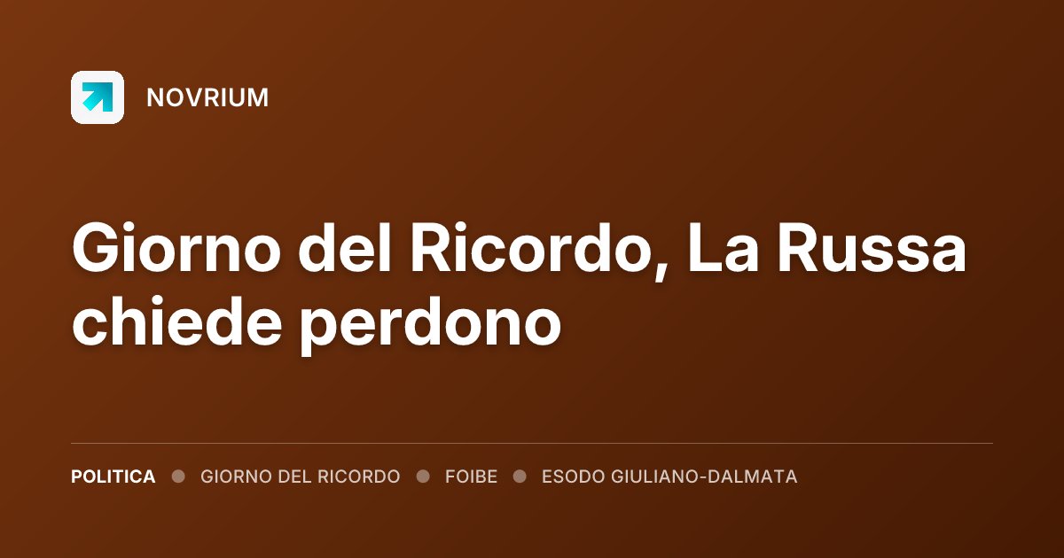 Giorno del Ricordo, La Russa chiede perdono