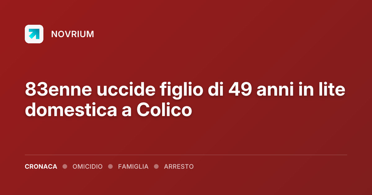 83enne uccide figlio di 49 anni in lite domestica a Colico