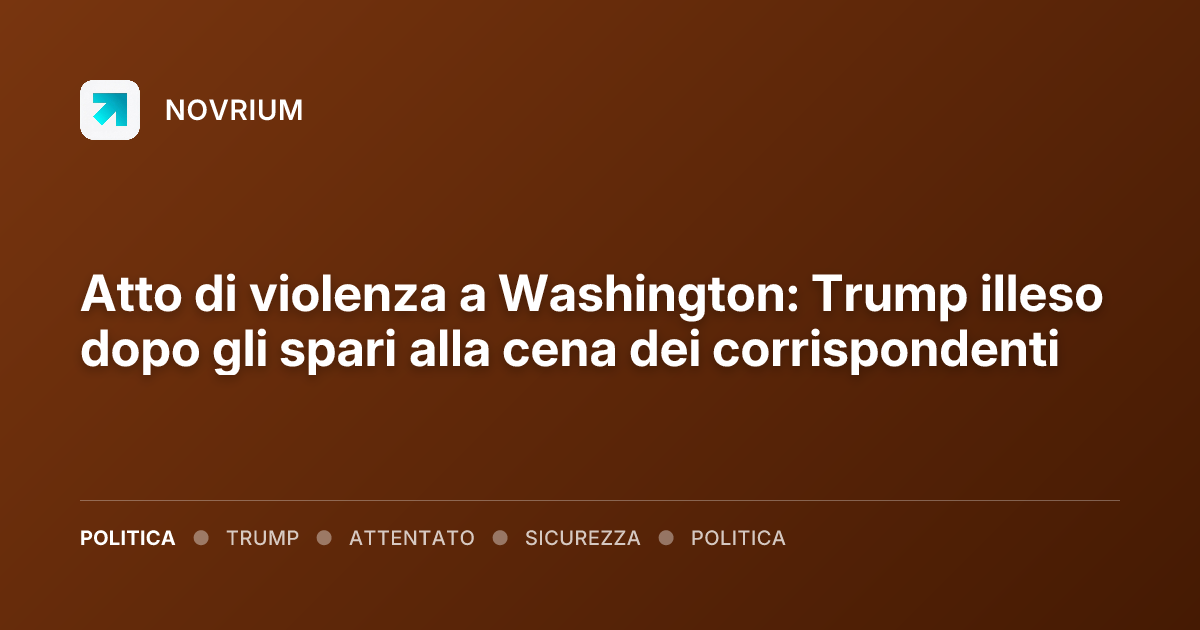 Atto di violenza a Washington: Trump illeso dopo gli spari alla cena dei corrispondenti