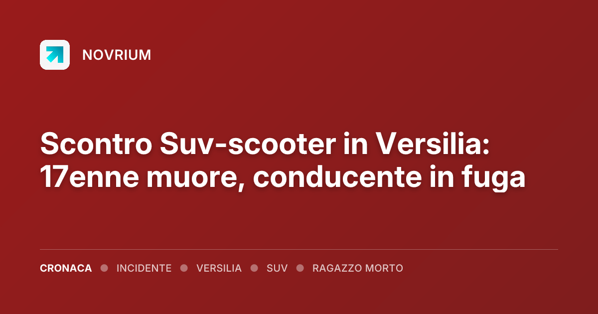 Scontro Suv-scooter in Versilia: 17enne muore, conducente in fuga