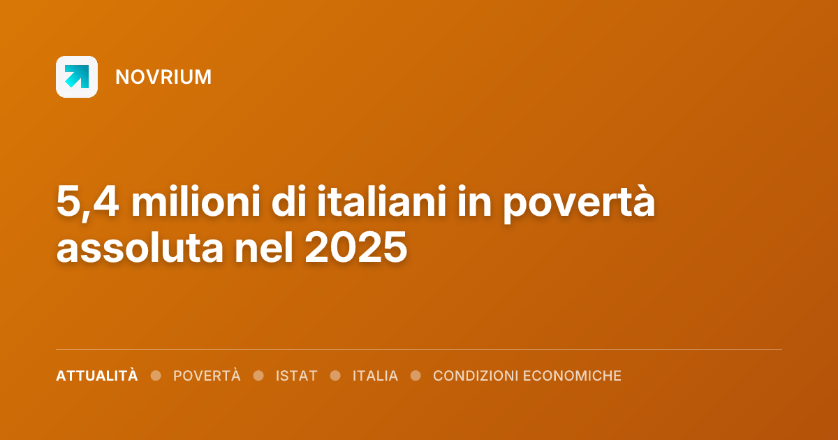 5,4 milioni di italiani in povertà assoluta nel 2025