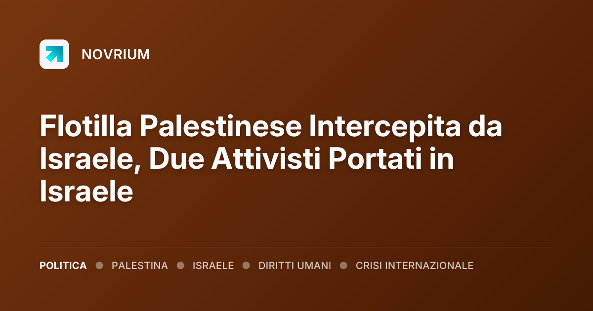 Flotilla Palestinese Intercepita da Israele, Due Attivisti Portati in Israele